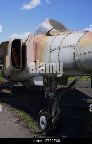 Mikoyan Gurevich, Mig-27, Hawarden, Chester Airport, Vereinigtes Königreich. Stockfoto