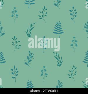 Hand gezeichnet Vektor nahtlose Muster mit floralen Elementen. Vector pattern mit Blätter, Zweige, Zweige, Beeren, Gras Stock Vektor