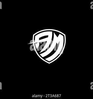 AM-Logo mit Monogramm-Emblem und Design-Ideen für Schildform Stock Vektor