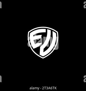 EV-Logo mit Monogramm-Emblem und Design-Ideen für Schildform Stock Vektor