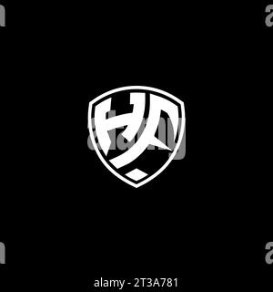 HF-Logo mit Monogramm-Emblem und Design-Ideen für Schildform Stock Vektor
