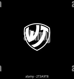WT-Logo mit Monogramm-Emblem und Design-Ideen in Schildform Stock Vektor