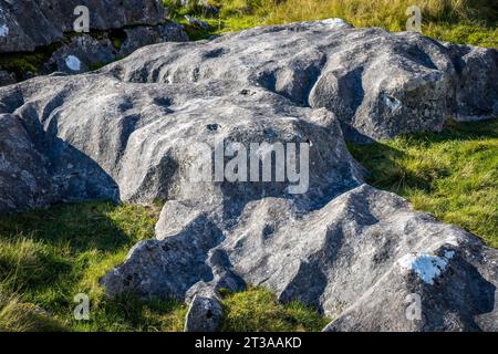 Kalksteinpflaster unterhalb von Whernside bei Ribblehead in den Yorkshire Dales Stockfoto