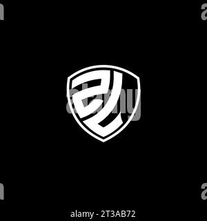 ZL-Logo-Monogramm-Emblem-Stil mit Design-Ideen in Schildform Stock Vektor