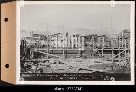 Vertrag Nr. 56, Verwaltungsgebäude, Main Dam, Belchertown, Stahl für Hauptgebäude, Belchertown, Mass., 30. November 1937 Stockfoto