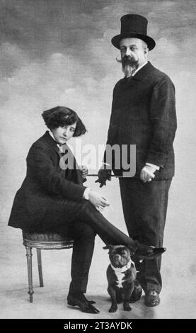 Fotografie , Porträt von Sidonie Gabrielle Colette ( 1873–1954 ) und seinem Ehemann Henry Gauthier Villars bekannt als Willy ( 1859–1931 ) Stockfoto