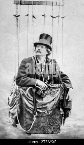 Porträt von Félix Tournachon, bekannt als Nadar in einem Ballon (1820–1910). Französischer Karikaturist, Schriftsteller, Aeronaut und Fotograf. Stockfoto