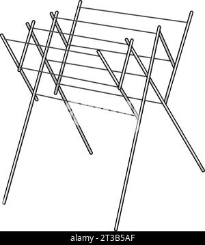 Trockene Kleidung Trockengestell Karikaturvektor Illustration Stock Vektor