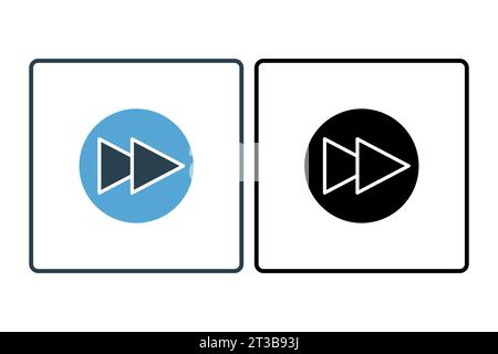 Symbol für Schnellvorlauf. Pfeilrichtung. Symbol für Geschwindigkeit. Geeignet für Websites, Apps, Benutzeroberflächen, Druckgeräte usw. Symbolstil durchgehend. Einfacher Vektor Stock Vektor