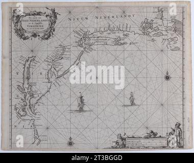 Pas caerte van Nieu Nederlandt en de Engelsche Virginies van Cabo Cod tot Cabo Canrick Stockfoto