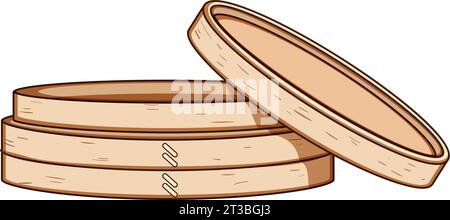 Korb Bambus Dampfer Cartoon Vektor Illustration Stock Vektor