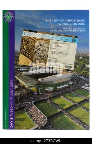 Wimbledon Rasen Tennis Championship Programm und Ticket für Court Nr 1 Court, 1. Juli 2014, England, UK Stockfoto