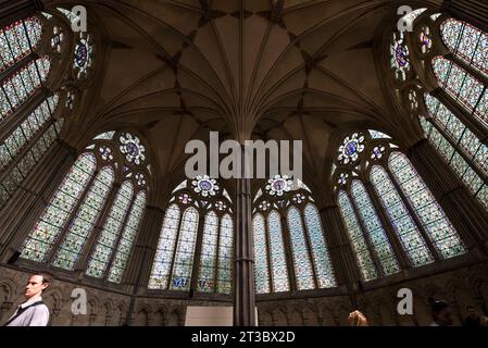 Chapter House - Heimstadion der Magna Carta in der Kathedrale von Salisbury, Großbritannien Stockfoto