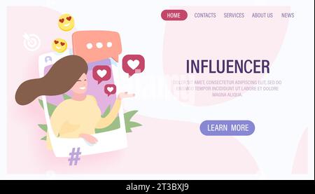 Social Media Influencer Konzept, Vektorillustration Stock Vektor