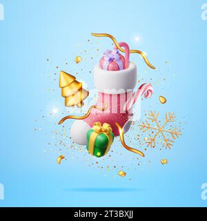 3D-Weihnachtsstrumpf Stock Vektor
