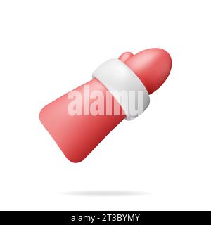 3D Weihnachtsmann Hand in rotem Fäustling Stock Vektor