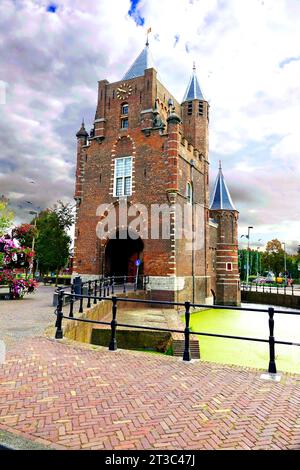 Amsterdamse Poort alte Stadttor-Route von Haarlem nach Amsterdam Niederlande NL gebaut 1355 Stockfoto