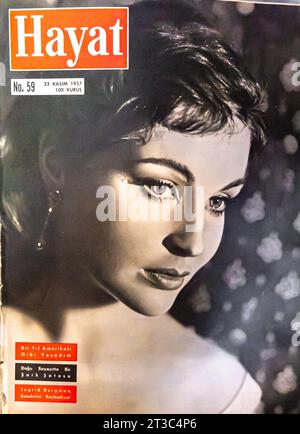 Yvonne Furneaux 1957 Cover - Türkisches Magazin Hayat Stockfoto