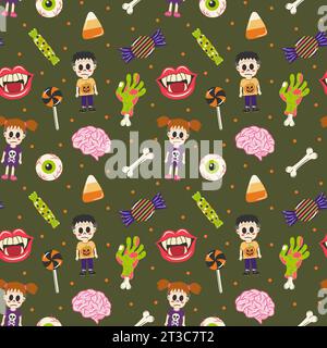 Halloween Zombie Kinderkostüm Party Nahtloses Muster Design Stockfoto
