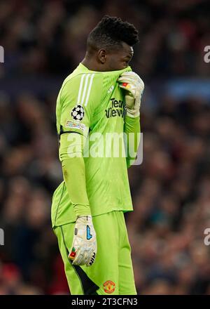 Manchester, Großbritannien. Oktober 2023. André Onana von Manchester United während des Spiels der UEFA Champions League in Old Trafford, Manchester. Der Bildnachweis sollte lauten: Andrew Yates/Sportimage Credit: Sportimage Ltd/Alamy Live News Stockfoto