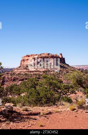 Foto einer mesa in der Nähe von Cleopatra's Chair, einer großen, erodierten Sandsteinformation in der Glen Canyon National Recreation Area, in der Nähe von Hanksville, Wayne Count Stockfoto