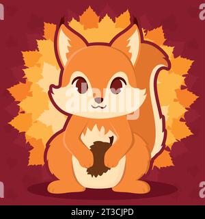 Isolierte niedliche Eichhörnchen Herbsttier Charakter Vektor Stock Vektor