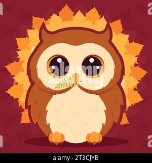 Isolierte niedliche Eulen Herbsttier Charakter Vektor Stock Vektor