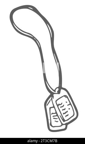 Hundeanhänger. Doodle-Stil isoliert auf weiß Stock Vektor