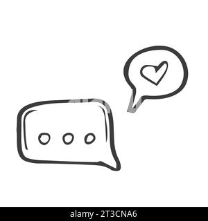 Sprechblasen mit verschiedenen Phrasen. Mit herzfarbenem Vektorsatz von Dialogfenstern. Stock Vektor