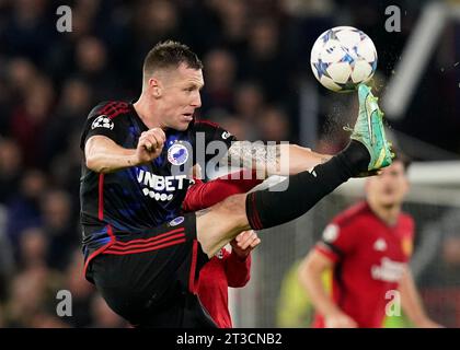 Manchester, Großbritannien. Oktober 2023. Lukas Lerager vom FC Kopenhagen während des UEFA Champions League-Spiels in Old Trafford, Manchester. Der Bildnachweis sollte lauten: Andrew Yates/Sportimage Credit: Sportimage Ltd/Alamy Live News Stockfoto