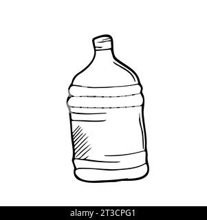 Doodle Icon großen großen Kunststoff Wasserflasche Kanister 5 Liter schwarz und weiß Clip Art einzigen Behälter Piktogramm Stock Vektor