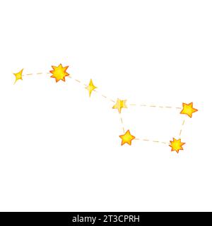 Aquarell große Pendelkonstellation. Gelbe Sterne. Handgezeichnete Illustration isoliert auf weiß Stockfoto