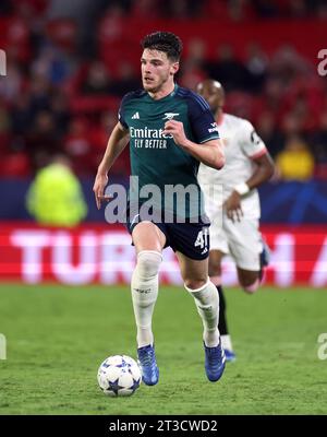 Arsenals Declan Rice während des Gruppenspiels der UEFA Champions League im Ramon Sanchez-Pizjuan Stadium in Sevilla, Spanien. Bilddatum: Dienstag, 24. Oktober 2023. Stockfoto