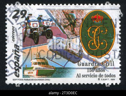 SPANIEN - CA. 1994: Von Spanien gedruckte Marke, zeigt Transport, ca. 1994 Stockfoto