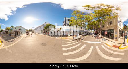 360 Grad Panorama Ansicht von Key West, FL, USA - 21. Oktober 2023: Tourism Key West 360 gleichwertiges Stockfoto