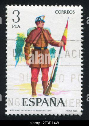 SPANIEN - CA. 1977: Briefmarke von Spanien, zeigt Soldaten, ca. 1977. Stockfoto