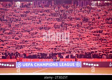 Berlin, Berlin, Deutschland. Oktober 2023. Berlin 24.10.2023, während des Fußballspiels für die Champions League 2023/24, zwischen den Mannschaften der Union Berlin gegen SSC Napoli FC im Olympiastadion in Berlin.im Bild: Supporters union Berlino (Credit Image: © Fabio Sasso/ZUMA Press Wire) NUR REDAKTIONELLE VERWENDUNG! Nicht für kommerzielle ZWECKE! Stockfoto