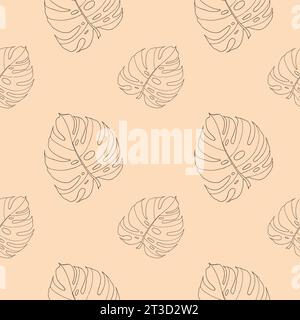 Nahtloses Muster mit Monsterablättern. Vektor-Hand gezeichneter Druck für Stoff, Textil, Hintergrund, Tapeten Stock Vektor