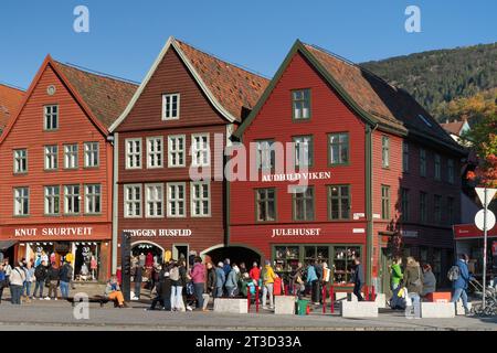 Bryggen Hansa Quarter, Hansakvarteret Bryggen, Norwegen Stockfoto