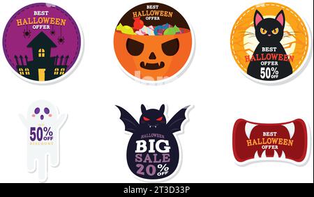 Set von halloween Rabattaufklebern Vektor Stock Vektor