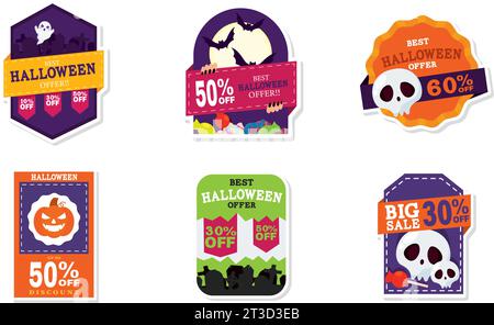 Set von halloween Rabattaufklebern Vektor Stock Vektor