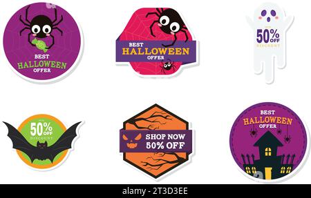 Set von halloween Rabattaufklebern Vektor Stock Vektor