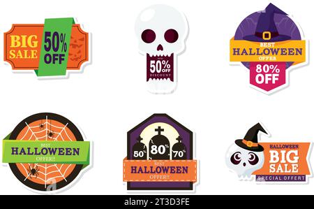 Set von halloween Rabattaufklebern Vektor Stock Vektor