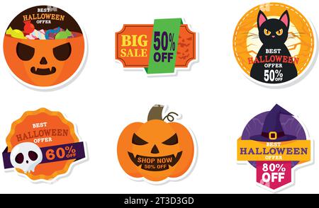 Set von halloween Rabattaufklebern Vektor Stock Vektor