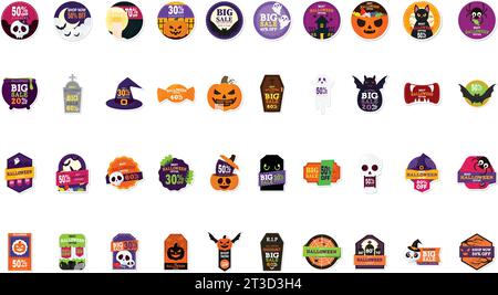 Set von halloween Rabattaufklebern Vektor Stock Vektor
