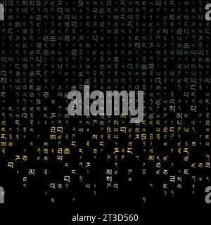 Fantastischer Matrixhintergrund in sanften Pastellfarben. Raster mit zufälligen tibetischen Symbolen. Erstaunliche quadratische Vektorillustration. Stock Vektor