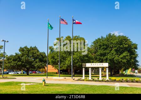 Waco, Texas – 23. September 2023: Unterschrift der Baylor University auf dem Campus der Baylor University in Waco, Texas. Stockfoto