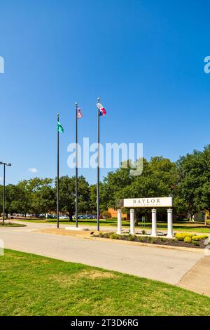 Waco, Texas – 23. September 2023: Unterschrift der Baylor University auf dem Campus der Baylor University in Waco, Texas. Stockfoto