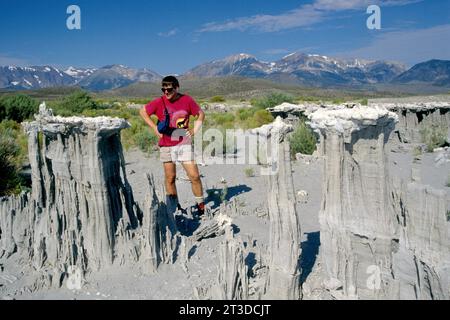 Sand Tuffstein am Mono Lake State Reserve, Mono Basin National Scenic Area, Marine Beach, California Stockfoto