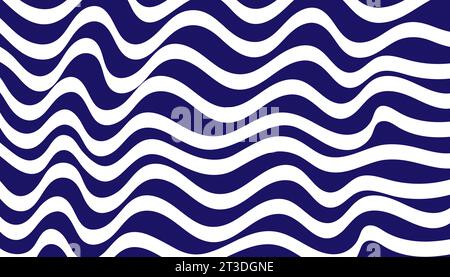 Weiße wellige Pinsellinien auf einem flachen blauen Hintergrund, abstrakte Vektorhintergrund. Stock Vektor